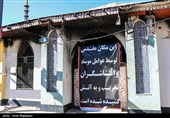 آثار حمله و آتش زدن مصلی رامسر توسط اغتشاشگران