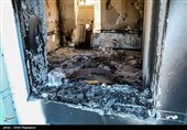 آثار حمله و آتش زدن حوزه علمیه رامسر توسط اغتشاشگران