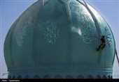 شستشوی گنبدهای مسجد مقدس جمکران
