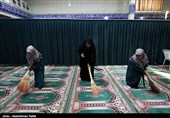 غبارروبی مساجد در آستانه ماه مبارک رمضان - همدان