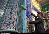 استقبال از رمضان با غبارروبی مساجد در قزوین