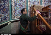 غبارروبی مساجد در آستانه ماه مبارک رمضان - همدان