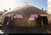 مرمت پوسته نمای گنبد الله‌وردی‌خان حرم مطهر رضوی