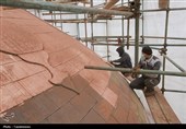 مرمت پوسته نمای گنبد الله‌وردی‌خان حرم مطهر رضوی