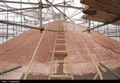 مرمت پوسته نمای گنبد الله‌وردی‌خان حرم مطهر رضوی