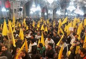 اجتماع خانواده‌های لشکر فاطمیون در حرم رضوی در محکومیت شهادت امام امت