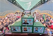 ببینید/ تصاویر وداع خانواده شهیدان لاریجانی در معراج شهدای تهران