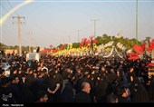 آیین خیمه‌برداری نوش‌آباد با یاد شهدای میناب برگزار شد