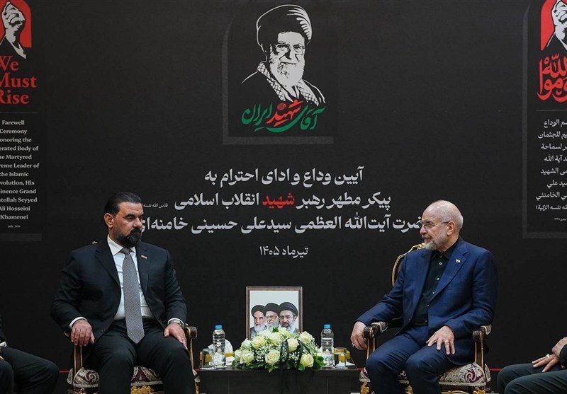 محمدباقر قاليباف , العراق , هيبت الحلبوسي , تشييع الامام الخامنئي ,