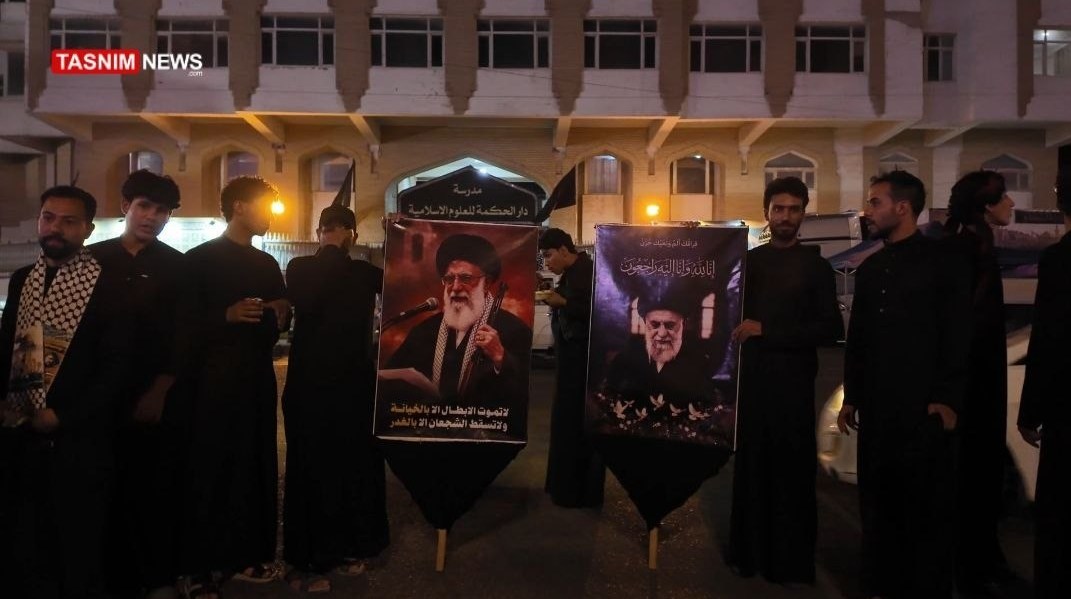 تشییع آیت‌الله‌العظمی سید علی خامنه‌ای , تشییع امام شهید , تشییع رهبر شهید , آیت‌الله سید علی خامنه‌ای , شهید امام خامنه ای (ره) , کشور عراق , شهر نجف اشرف , بدرقه آقای شهید ایران , 