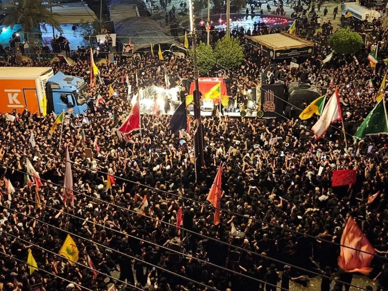 تشییع آیتاللهالعظمی سید علی خامنهای , تشییع امام شهید , تشییع رهبر شهید , بدرقه آقای شهید ایران , شهر نجف اشرف ,