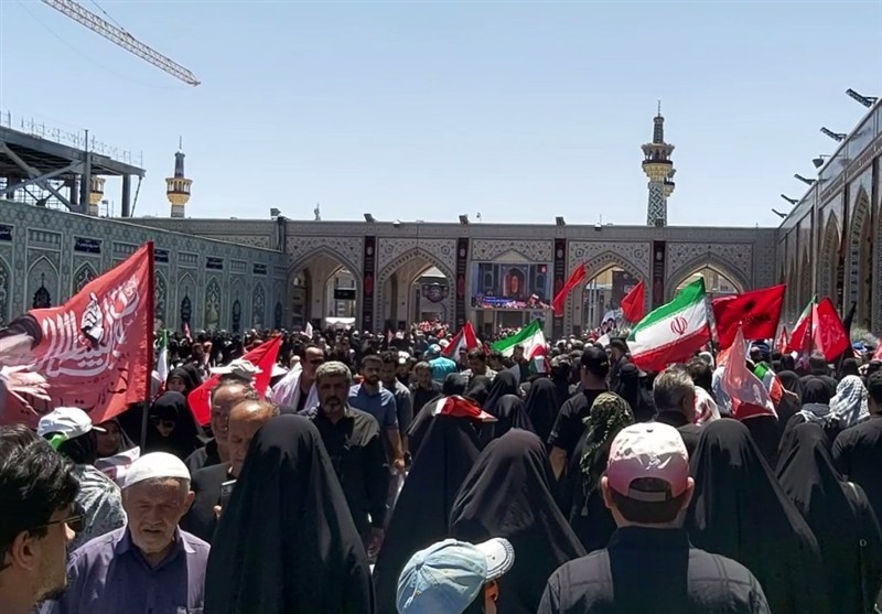 مشهد المقدسة , تشييع الامام الخامنئي في العراق , تشييع الامام الخامنئي , مراسم وداع القائد الشهيد للثورة , قائد الأمة المجاهد الشهيد , قائد الثورة الإسلامية ,