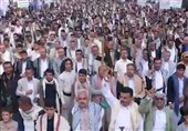 مسیرة شعبیة بالعاصمة صنعاء تأییدًا لإعلان القوات المسلحة حظر الملاحة على العدو السعودی