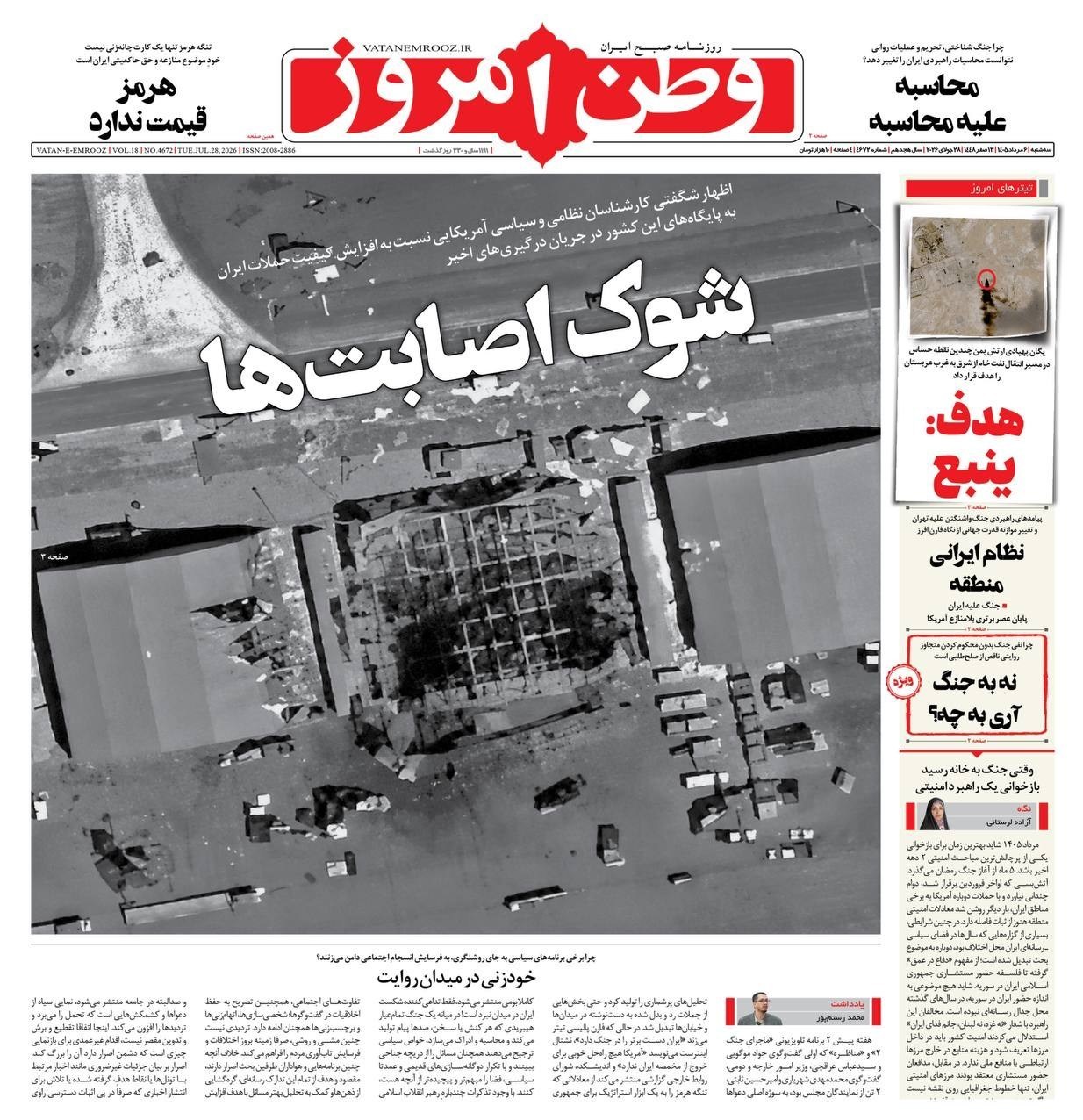 روزنامه وطن امروز , روزنامه کیهان , روزنامه خراسان , روزنامه جوان , روزنامه همشهری , روزنامه جام جم , روزنامه فرهیختگان , 