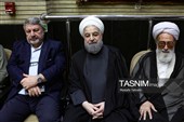 حسن رو حانی در مراسم ختم «احمد ناطق نوری»