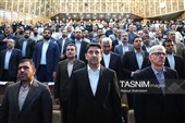 از راست حسن سالاریه رئیس سازمان فضایی ایران و ستار هاشمی، وزیر ارتباطات و فناوری اطلاعات در مراسم افتتاحیه هفته جهانی فضا