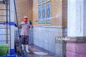 شست‌وشو دیوارهای مسجد مقدس جمکران