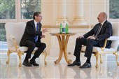 چهره خندان علیف در جریان دیدار با رئیس رژیم غاصب اسرائیل