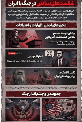 اینفوگرافیک/ اعتراف معاون ترامپ به «شکست‌های بنیادین» در جنگ با ایران